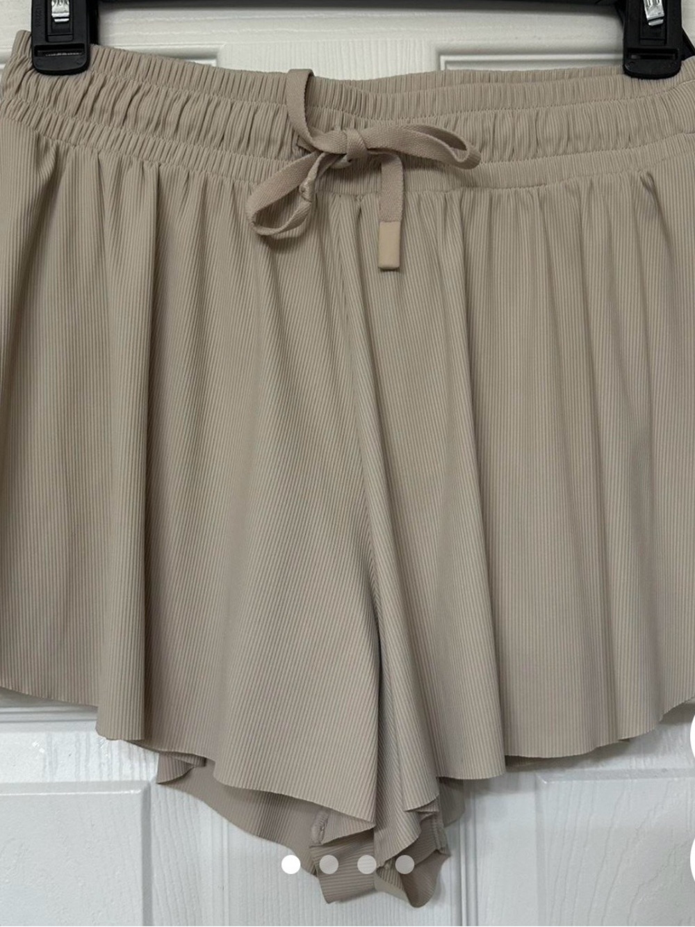 JoyLab Flowy Ribbed Drawstring Shorts in Taupe
